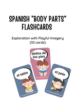 Load image into Gallery viewer, Spanish "Body Parts" Flashcards for Kids - Interactive Language Exploration with Playful Imagery"
